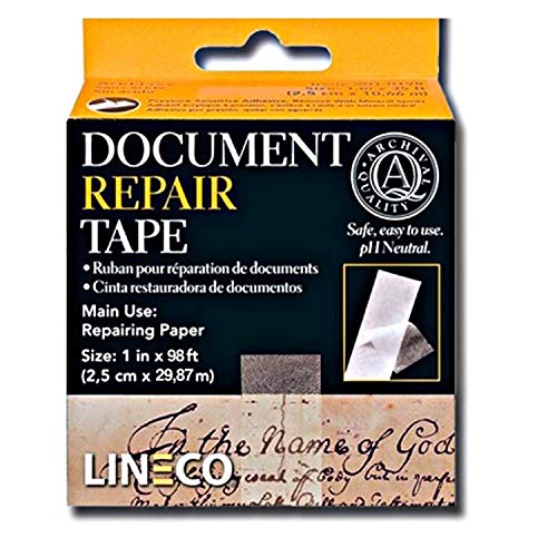 Lineco 1 Inch X 98 Feet. Archival Self Adhesive, Transparent Document Repair Tape with Neutral pH. Pressure Sensitive. Non-yellowing and Removable with Solvents, Conversational, Framing, Craft, DIY.