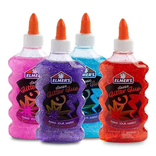 Elmer's Liquid Glitter Glue, Great For Making Slime, Washable, Assorted Colors, 6 Ounces Each, 4 Count