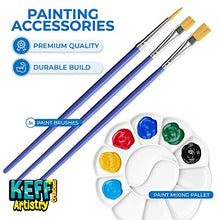 Load image into Gallery viewer, KEFF Creations Acrylic Paint, Acrylic Paint Set, 30 Colors Acrylic Bottles with 3 Paintbrushes and Paint Palette. Acrylic Painting Supplies, Great for Canvas, Rock Paining, Wood, Glass, Crafts
