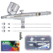 Load image into Gallery viewer, Master Airbrush Master Performance G233 Pro Set with 3 Nozzle Sets (0.2, 0.3 &amp; 0.5mm Needles, Fluid Tips and Air Caps) - Dual-Action Gravity Feed Airbrush, 1/3 oz Cup, Cutaway Handle
