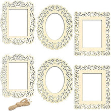 Load image into Gallery viewer, Bright Creations Wooden Picture Frames for Crafts, Unfinished Cutout with String (6 Pack)
