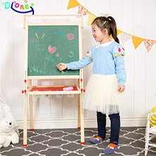 Load image into Gallery viewer, Hereinway DLone Easel for Kids, Kids Easel with Wooden Paper roll Holder Double-Sided Whiteboard &amp; Chalkboard Kids Art Easel Magnetics, Numbers and Others, for Kids,Tollders, Boys and Girls (Natural)
