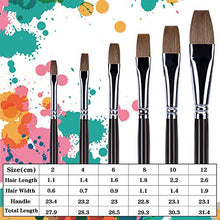 Load image into Gallery viewer, 6 Pieces Flat Paint Brush Artist Sable Brush Set with Wooden Handle for Watercolor, Acrylic and Oil Painting Perfect for Beginners, Artists and Painting Lovers
