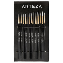 Load image into Gallery viewer, Arteza Detail Paint Brushes, Set of 15, Fine Detail Brush Set for Miniature Models and Canvases, Synthetic Bristles, Small Paint Brushes for Details, Fine Lines, and Shading
