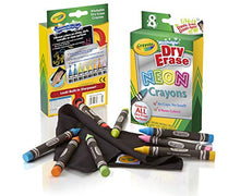 Load image into Gallery viewer, Crayola; Dry-Erase Neon Crayons; Art Tools; 8 Count; Washable; Perfect for Classroom Art Activities; Includes Sharpener and Erase Cloth
