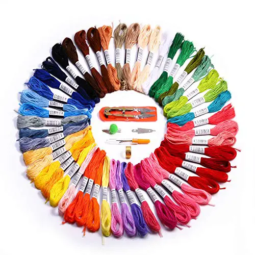 Embroidery Floss Rainbow Color Cross Stitch Threads Friendship Bracelets Crafts Floss（50 Skeins Per Pack）