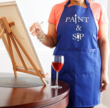 Load image into Gallery viewer, MeAnWe Wares Apron with Pockets - Paint and Sip Bib - Artist Painters Gift for Women, Men - Painting Smock Party Supplies, 1 Pcs
