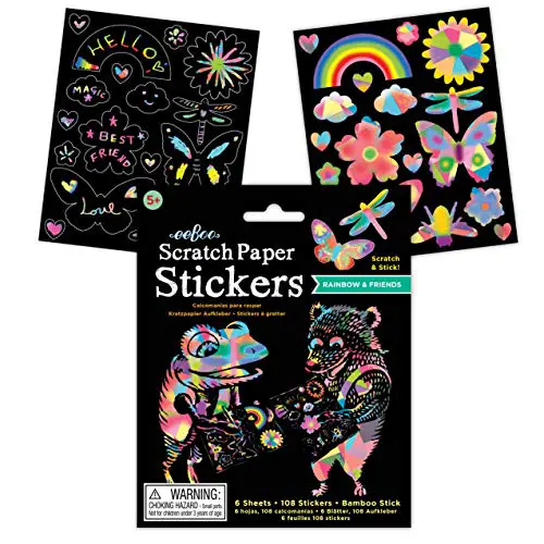 eeBoo Rainbows and Friends Scratch Stickers/ Garden