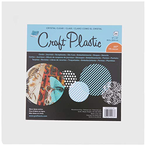 Grafix Ultra Clear .007 Plastic, Durable and Archival Film, Perfect for DIY Crafts, Stencils, Journals, Cards, 3D Embellishments, and More, 12