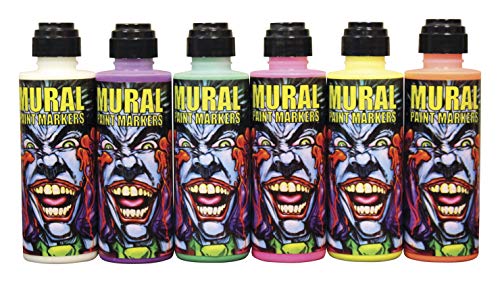 Mural Paint Markers CHROMA 4 OZ Assorted NEON Glow Set of 6