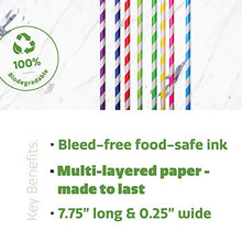 Load image into Gallery viewer, Paper Drinking Straws [200 Pack] 100% Biodegradable - Assorted Colors
