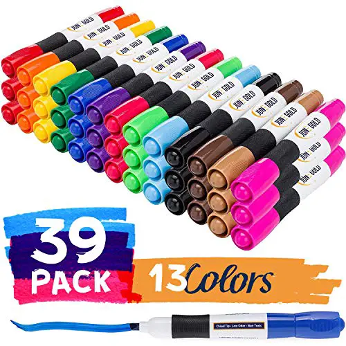 June Gold 39 Assorted Colored Dry Erase Whiteboard Markers, 13 Unique Colors, Chisel Tip, Low Odor, Comfortable Grip & Vivid Lines