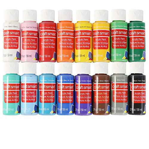 Craft Smart Acrylic Paint Set Value Pack, 16 Colors – All-Purpose Paint Kit for Beginners and Professionals