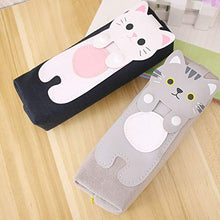 Load image into Gallery viewer, DIFFLIFE Cute Cat Pencil Case, Large Capacity Waterproof Silicone Pencil Case Stationery Pencil Pouch Bag Case Cosmetic Makeup Bag Passport Organizer Bag(Black Cat), Pink (YUNDA921)
