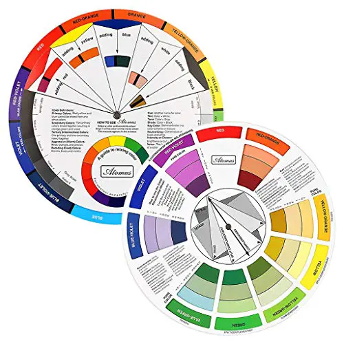 JimKing Creative Color Wheel, Paint Mixing Learning Guide Art Class Teaching Tool for Makeup Blending Board Chart Color Mixed Guide Mix Colours (9.25inch)