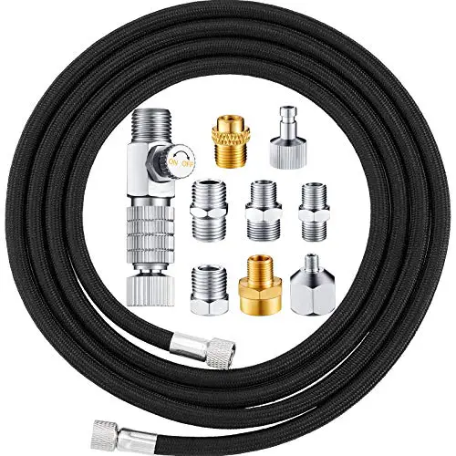 10 Pieces Airbrush Adapter Set Includes Airbrush Adapter Kit Airbrush Quick Release Disconnect Fitting Connector Female Couplings Nylon Braided Airbrush Hose for Air Compressor and Airbrush Hose