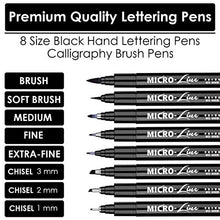 Load image into Gallery viewer, MUJINHUA Hand Lettering Pens, Calligraphy Brush Pens Art Markers for Beginners Writing, Artist Sketch, Technical Drawing, Water Color Illustration, Journaling, Set of 8 Size
