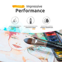 Load image into Gallery viewer, ZenART Professional Watercolor Brush Set – 14 x Birch Wood Squirrel and Synthetic Paint Brushes incl Palette Knife – Flats, Rounds, Filbert, Fan, Rigger, Cats Tongue, &amp; Detailing – Satin Travel Pouch
