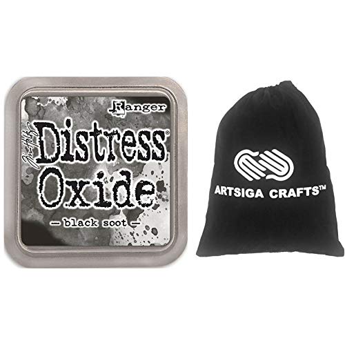 Ranger Ink Tim Holtz Distress Oxides Ink Pad Black Soot 1-Pack Bundled with 1 Artsiga Crafts Small Project Bag