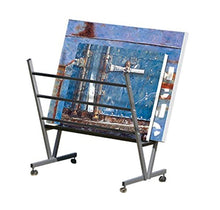 Load image into Gallery viewer, Art Expo Metal Art Professional Print Rack, Holds Posters, Prints, Canvas Art for Shows &amp; Storage, Mobile with Rolling Casters Size 22&quot;Hx34&quot;Wx6&quot;D
