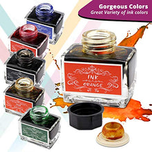 Load image into Gallery viewer, Calligraphy Ink Set | Calligraphy Set Includes 15 ml Black Ink, Blue Ink, Red Ink, Green Ink, Purple Ink and Orange Ink | Fountain Pen Ink | Dip Pen Ink | Bottled Ink for Fountain Pens | Ink Well
