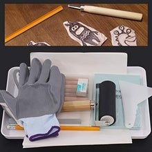 Load image into Gallery viewer, Rustark 19 Pieces Block Printing Starter Tool Kit with Whetstone, Stamp Block, Carving Tools, Tracing Papers,Pencil, Gloves,Eraser and Scrapper, Rubber Stamp Making Kit for Stamping and Printmaking
