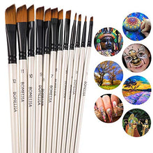 Load image into Gallery viewer, Angular Paint Brushes Nylon Hair Angled Watercolor Pait Brush Set for Acrylics Watercolors Gouache Inks Oil and Tempera(12pcs Pearl White Angled Paintbrush Set)
