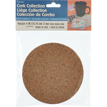 Load image into Gallery viewer, Cork Collection Discs-4&quot;X4&quot;X3mm 4/Pkg
