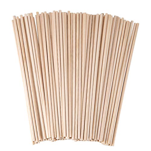 Senkary Wooden Dowel Rods 1/8 x 6 Inch Unfinished Natural Wood Craft Dowel Rods, 100 Pieces
