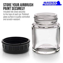 Load image into Gallery viewer, Master Airbrush (Pack of 10) TB-001 Empty 3/4 Ounce (22cc) Glass Jar Bottles with Plastic Lids - Replacement Jars, Paint Storage Bottles - Jars Screw Into Siphon Feed Airbrush Lid Adaptor Assemblies
