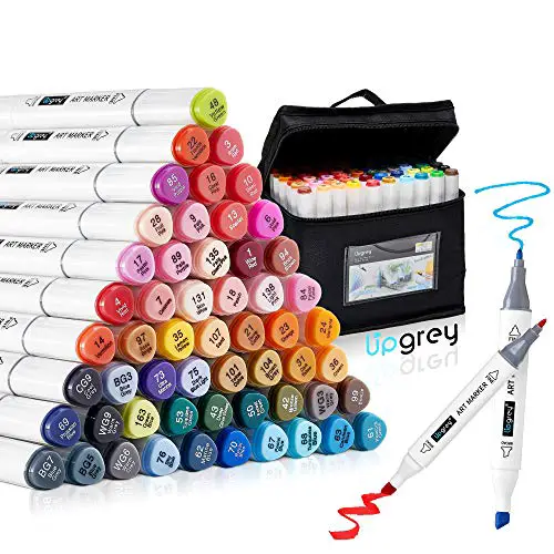 Art Markers, UPGREY 60 Colors Drawing Markers Pens, Dual Tip Alcohol Based Permanent Artist Sketch Markers Set Adults Kids Colored Markers with Carrying bag for Highlighting, Drawing, Painting, Illustration