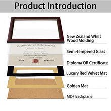 Load image into Gallery viewer, ELSKER&amp;HOME 11×14 Certificate Frame - Solid Wood - Wide Molding - Luxury Black Velvet Mat - Semi-Tempered Glass - ONLY Fits 11×14 Document/Certificate (Velvet Mat,Black with Golden Rim)
