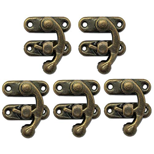 Cyful 5pcs Retro Vintage Style Swing Bag Clasp Closure Lock Latch for Furniture Wooden Box Jewelry Case Bronze Tone