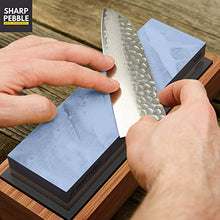 Load image into Gallery viewer, Sharp Pebble Premium Whetstone Knife Sharpening Stone 2 Side Grit 1000/6000 Waterstone- Whetstone Knife Sharpener- NonSlip Bamboo Base &amp; Angle Guide
