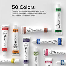 Load image into Gallery viewer, GenCrafts Watercolor Paint Set - Set of 50 Premium Vibrant Colors - (12 ml, 0.406 oz.) - Quality Non Toxic Pigment Paints for Canvas, Fabric, Crafts, and More - for All Artists: Adults and Kids
