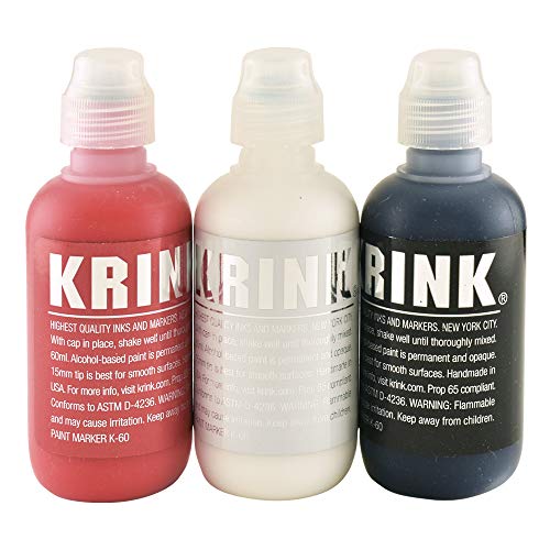 Krink K-60 Paint Markers, 3 Pack Includes Black, White, and Red (K60-3pk)