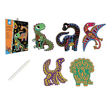 Load image into Gallery viewer, Janod Crafts – No Glue No Mess Scratch Art Dinosaur Cutouts – Creative, Imaginative, Inventive, and Developmental Play -- STEAM Approach to Learning – Ages 5-8+
