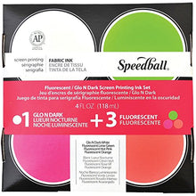 Load image into Gallery viewer, Speedball SB45027 Glo &#39;n Dark and Fluorescent Screen Printing Ink, 4 oz Jars, Set of 4
