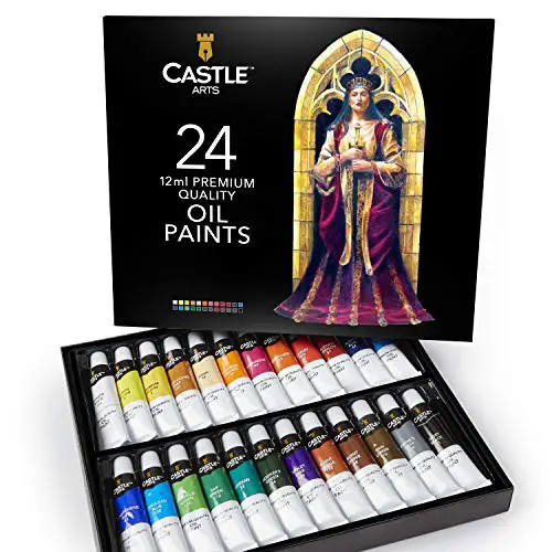 Castle Art Supplies Oil Paint Set - 24 Vibrant Colors in Tubes - Excellent Value Supplies with Beautiful Saturation and Coverage. This Set Makes it Easy and Fun to Explore Oil Painting