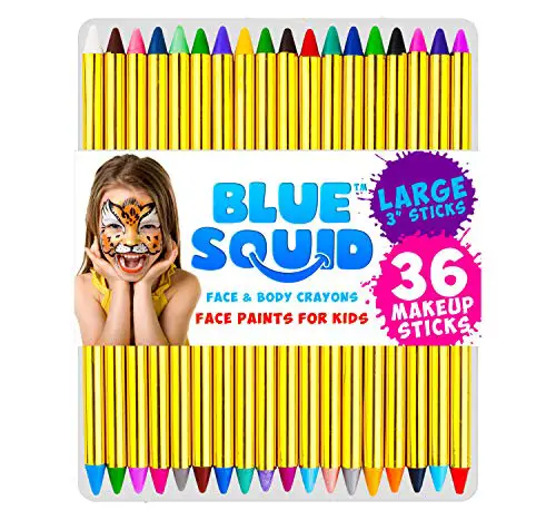 Face Paint Crayons for Kids, Blue Squid 36 Jumbo 3.25