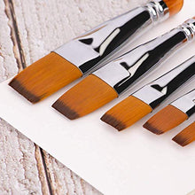 Load image into Gallery viewer, golden maple 6Pcs Japanese Nylon Flat Paint Brush Set Short Wooden Acrylic Handle for Oil Watercolor Acrylic Gouache Paints
