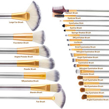 Load image into Gallery viewer, Make up Brushes, VANDER LIFE 24pcs Premium Cosmetic Makeup Brush Set for Foundation Blending Blush Concealer Eye Shadow, Cruelty-Free Synthetic Fiber Bristles, Travel Makeup bag Included, Champagne
