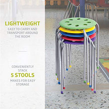 Load image into Gallery viewer, Pearington - PEAR-BW01 Plastic Classroom Furniture Stools for Kids; Multipurpose Stool Chairs; Flexible Seating; Stacking Stools, Stainless Steel Legs,- Set of 5, Multi-Color
