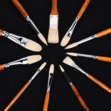 Load image into Gallery viewer, Fuumuui 11pcs Professional Paint Brush Set, 100% Natural Chungking Hog Bristle Artist Brushes for Acrylic and Oils Painting with a Free Carrying Box
