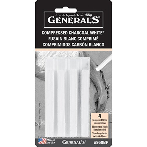General Pencil Compressed Charcoal Sticks 4/Pkg-White - Soft Assorted (GP958-BP)