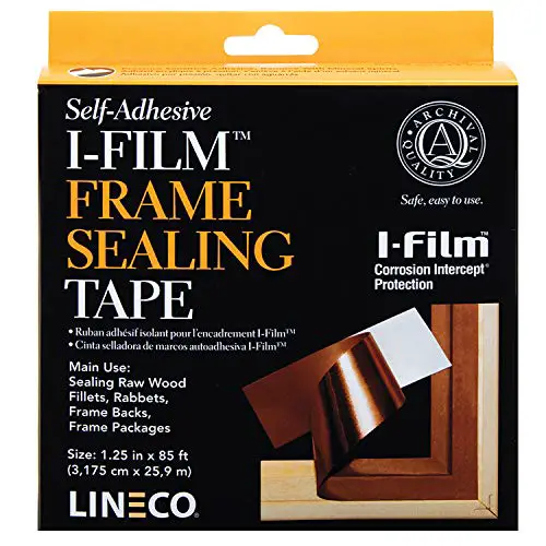 Lineco Self-Adhesive I-Film Frame Sealing Tape 1.25'' x 85 ft. Durable, Flexible, Puncture Resistant for Easy Application. Helps Acids, Corrosive Gases, and Resists Mold and Mildew.