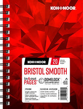 Load image into Gallery viewer, Koh-I-Noor Bristol Smooth Bright White Paper Pad with In and Out Pages, 270 GSM, 5.5 x 8.5&quot;, Side Wire-Bound, 20 Sheets per Pad (26170410413)
