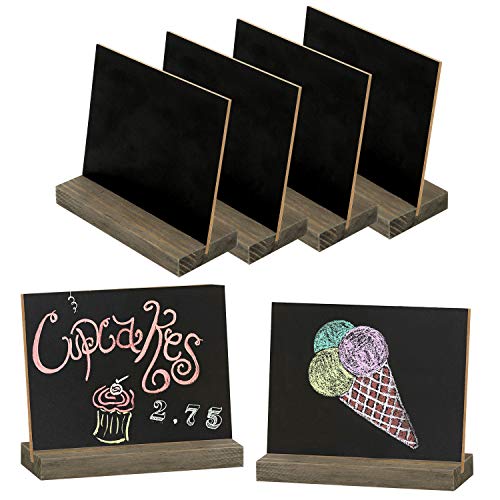 MyGift Mini Tabletop Chalkboard Signs with Rustic Wood Stands, 5 x 6-inch, Set of 6
