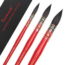 Load image into Gallery viewer, Dainayw Professional Watercolor Paint Brushes, Mop Round Squirrel Hair Paint Brush Set for Art Painting, Gouache, Artist Quality Supplies Red Handle (3 Brushes)

