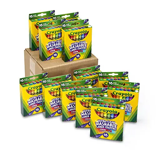 Crayola Ultra Clean Washable Large Crayons, Bulk School Supplies, 12 Packs of 16 Count